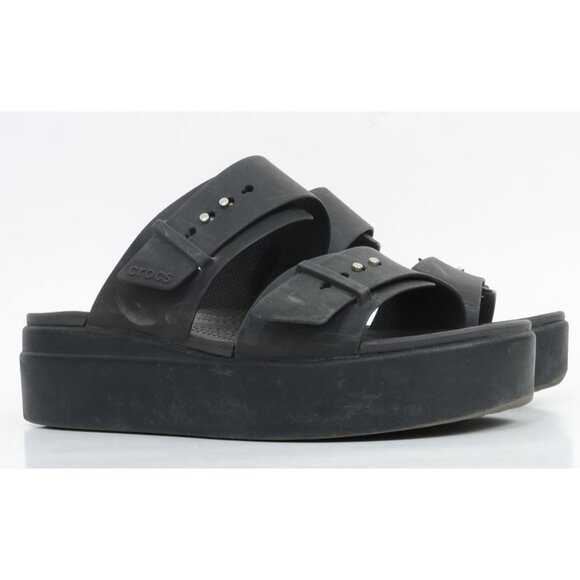 CROCS Women's 9 Brooklyn Buckle Platform Slide Sandal Dual Buckled Strap - Picture 1 of 9
